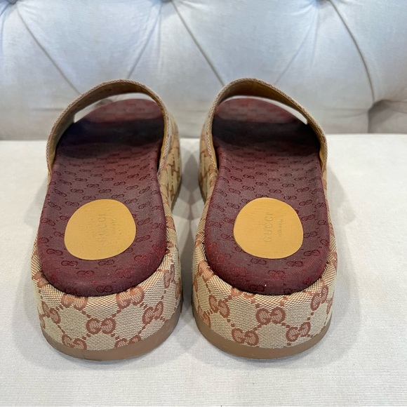 Gucci Shoes Gucci Platform Slide Sandal With Allover Original